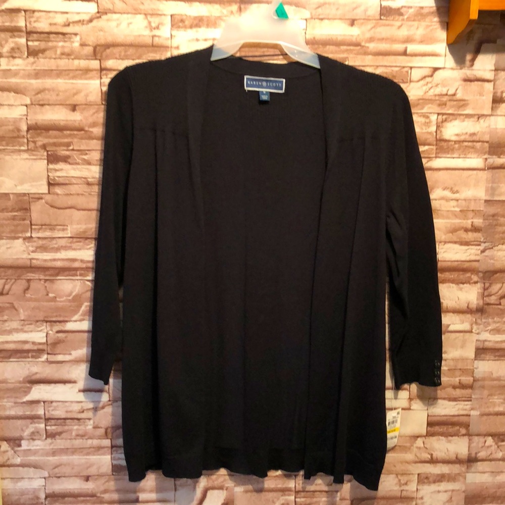 Karen Scott, open cardigan, black color size medium